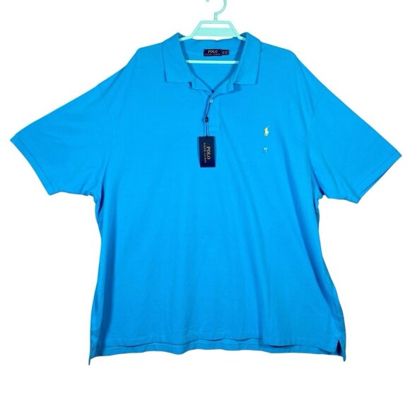 Polo Ralph Lauren Weathered Mesh Shirt Mens Big & Tall 5XB Short Sleeve Blue - Picture 1 of 12